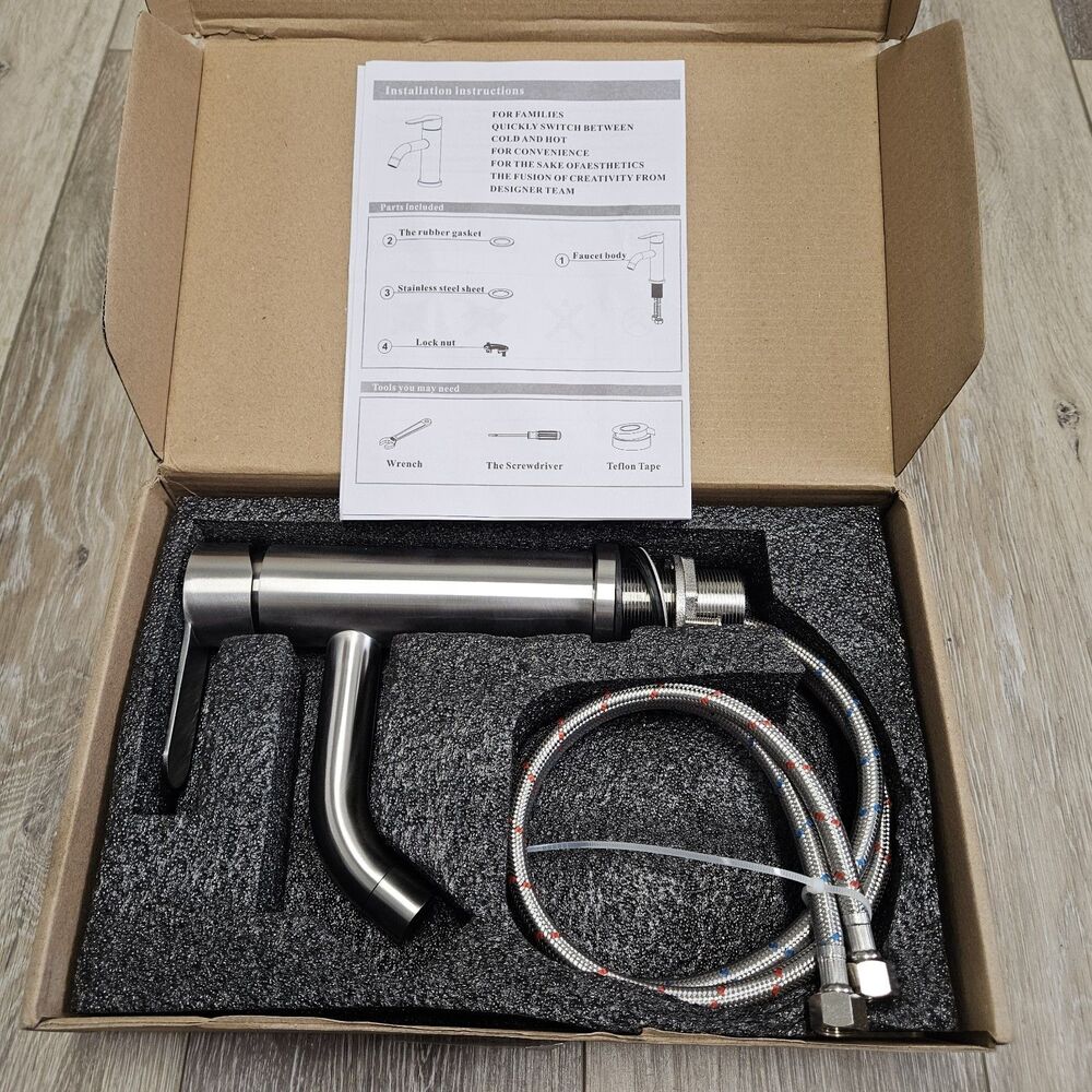 Amazing Force Single Handle Bathroom Faucet Stainless Steel Brushed Nickel